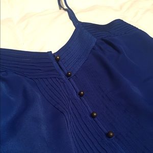 Royal blue button down blouse